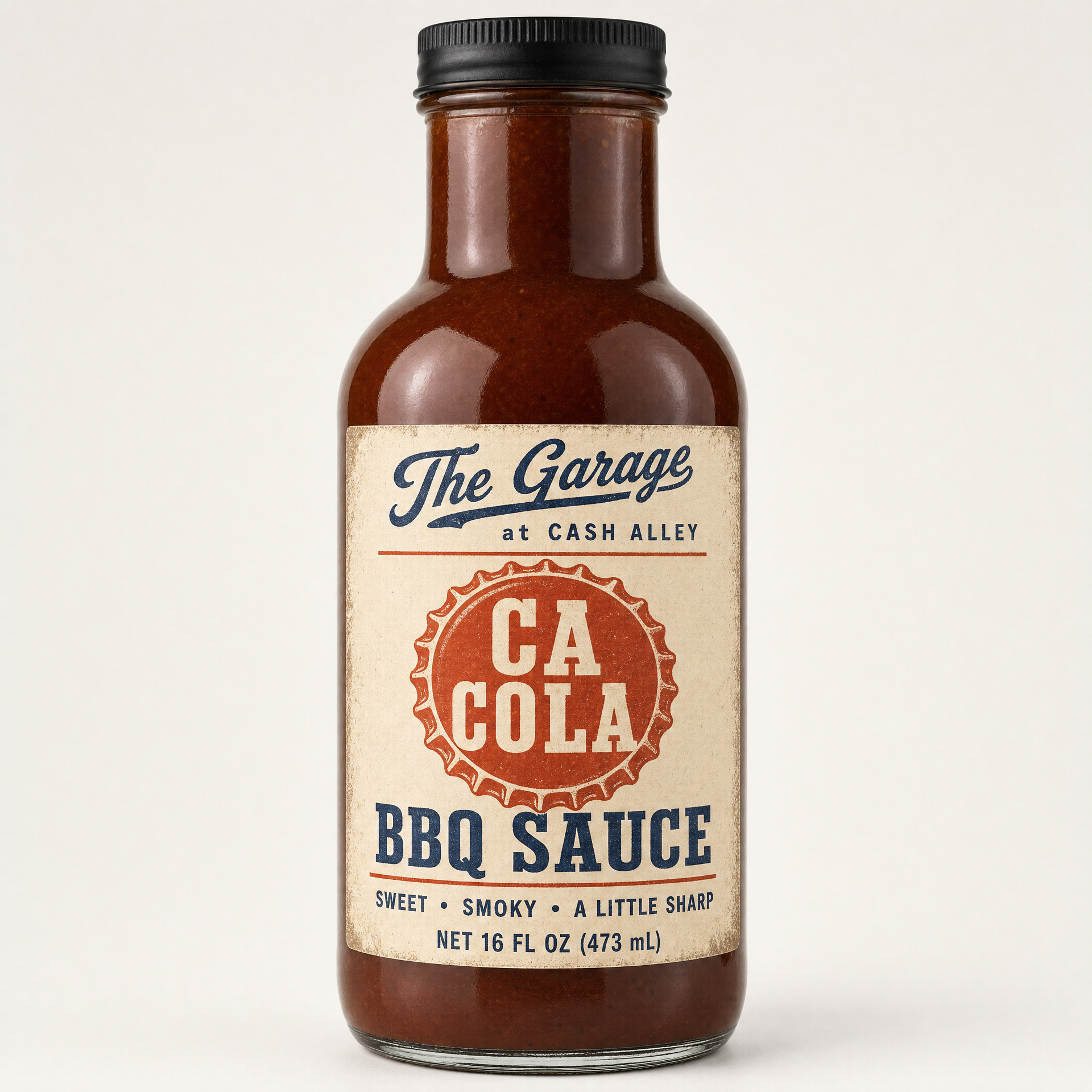 CA Cola BBQ Sauce 16 fl oz bottle from The Garage at Cash Alley