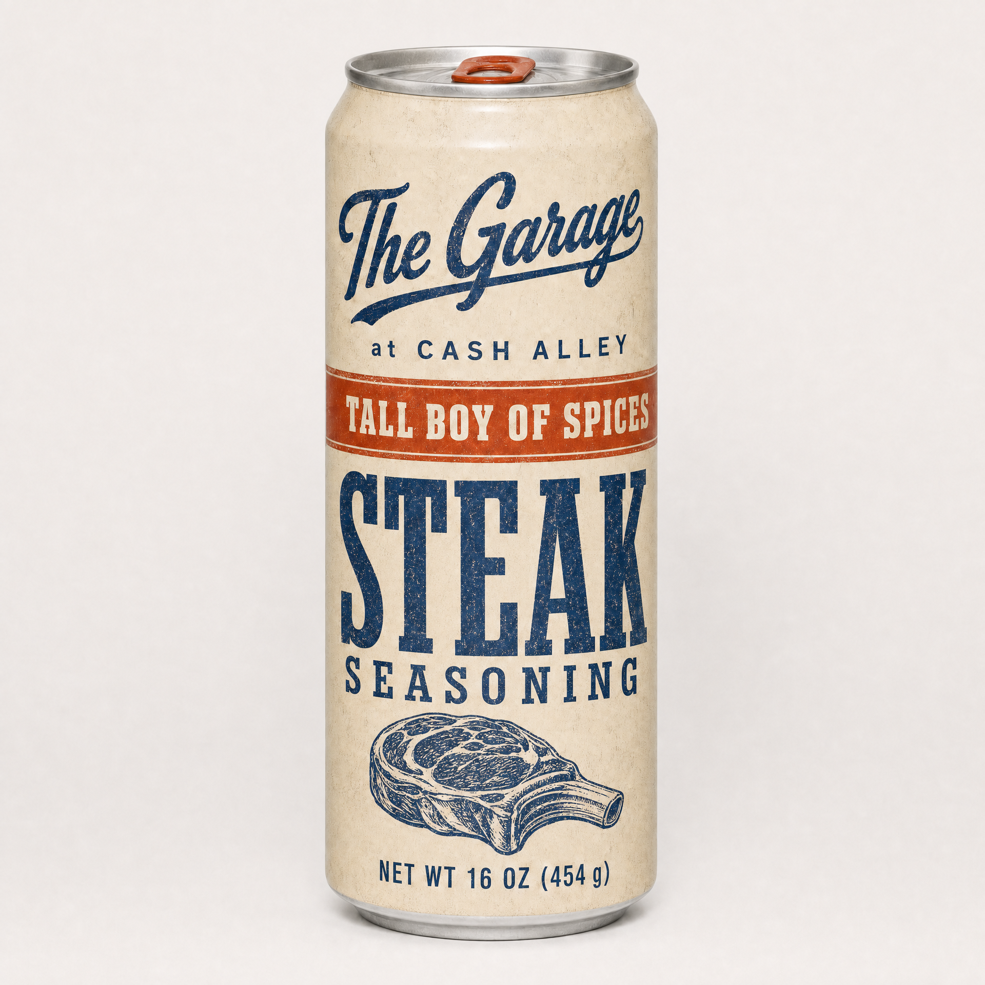 Tall Boy Steak Seasoning 16 oz can with pull-tab lid