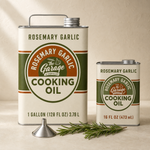 Rosemary Garlic Can and Refill bundle with the 16 fl oz tin and the one gallon refill can
